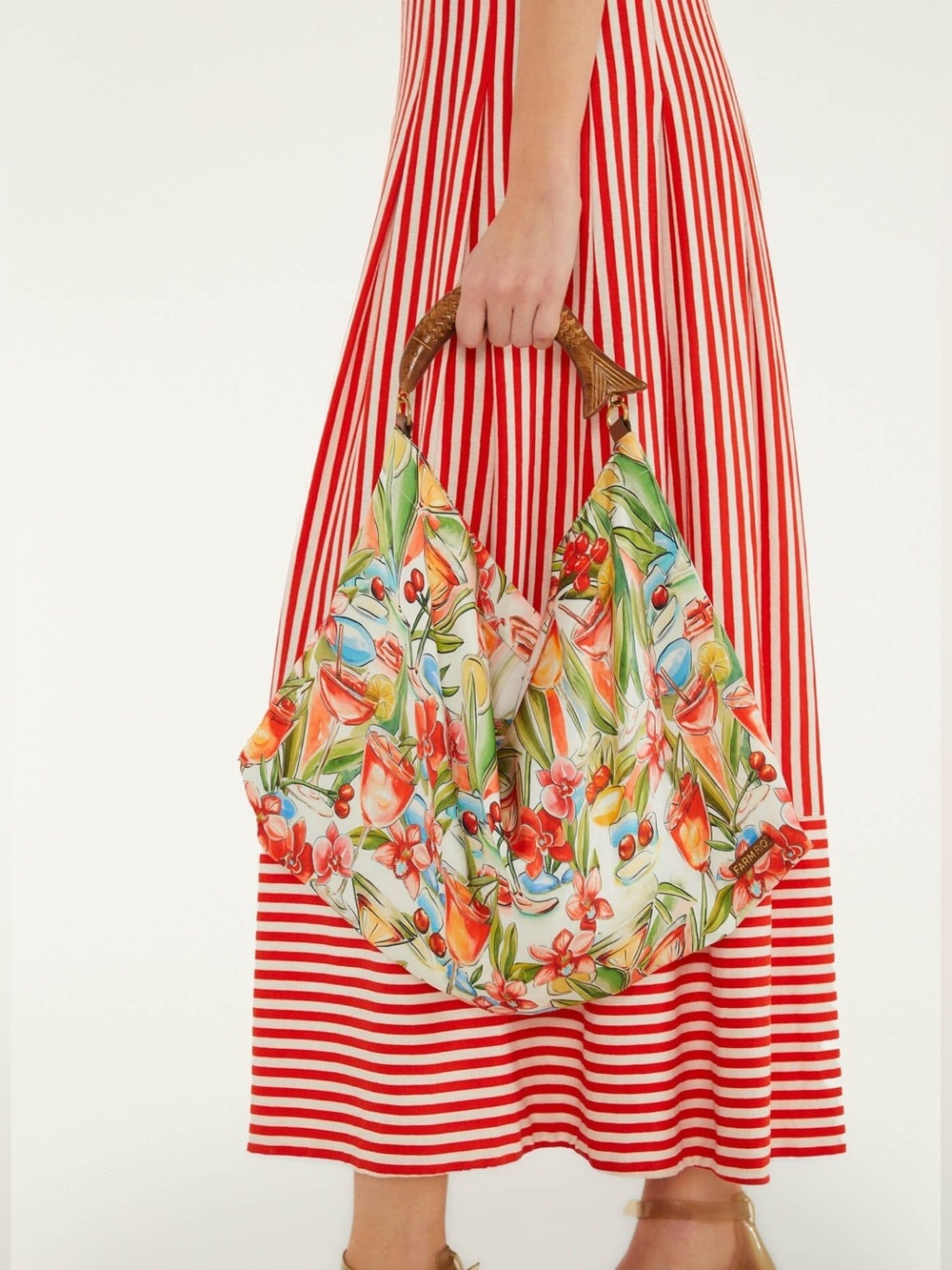 Farm Rio Off-White Drinks Satin Mini Scarf Bag - Picture 2 of 4
